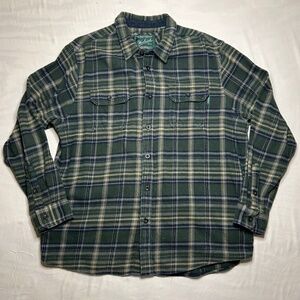 Woolrich Shirt Mens XXL Green Plaid Flannel Thick Shacket Outdoor